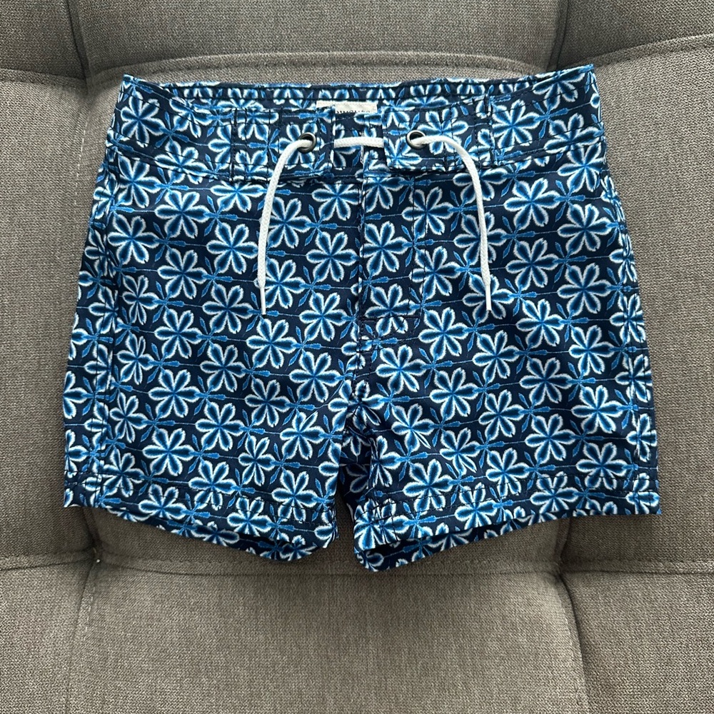 Crewcuts Blue Floral Swim Trunk Boy - Size 2